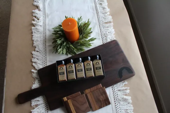 Large Charcuterie Board + Walnut-zebrawood Coasters + Gourmet Spice Set - Image 3