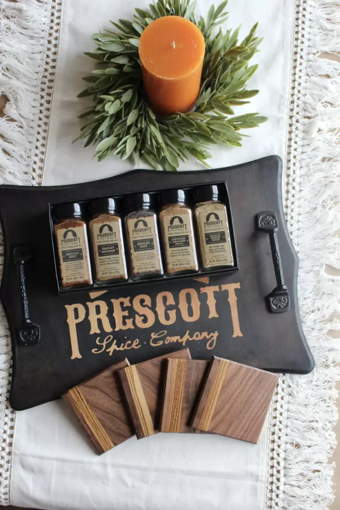 Serving Tray + Walnut Zebrawood Coasters + Gourmet Spices Gift Set - Image 2