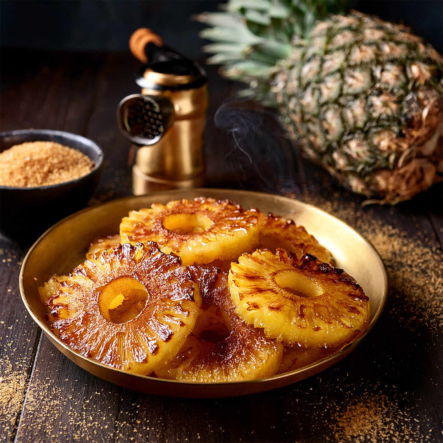 Pineapple with Caramelized Whiskey Smoked Sugar