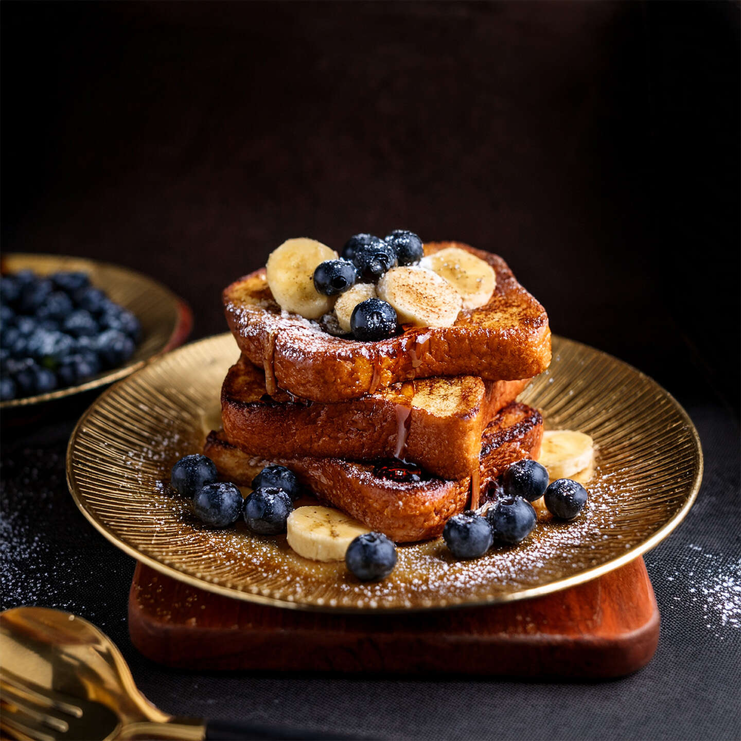 Southwest Cinnamon Sugar French Toast with Blueberries and Bananas